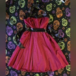 Sweetheart Maroon & Black Halter Dress